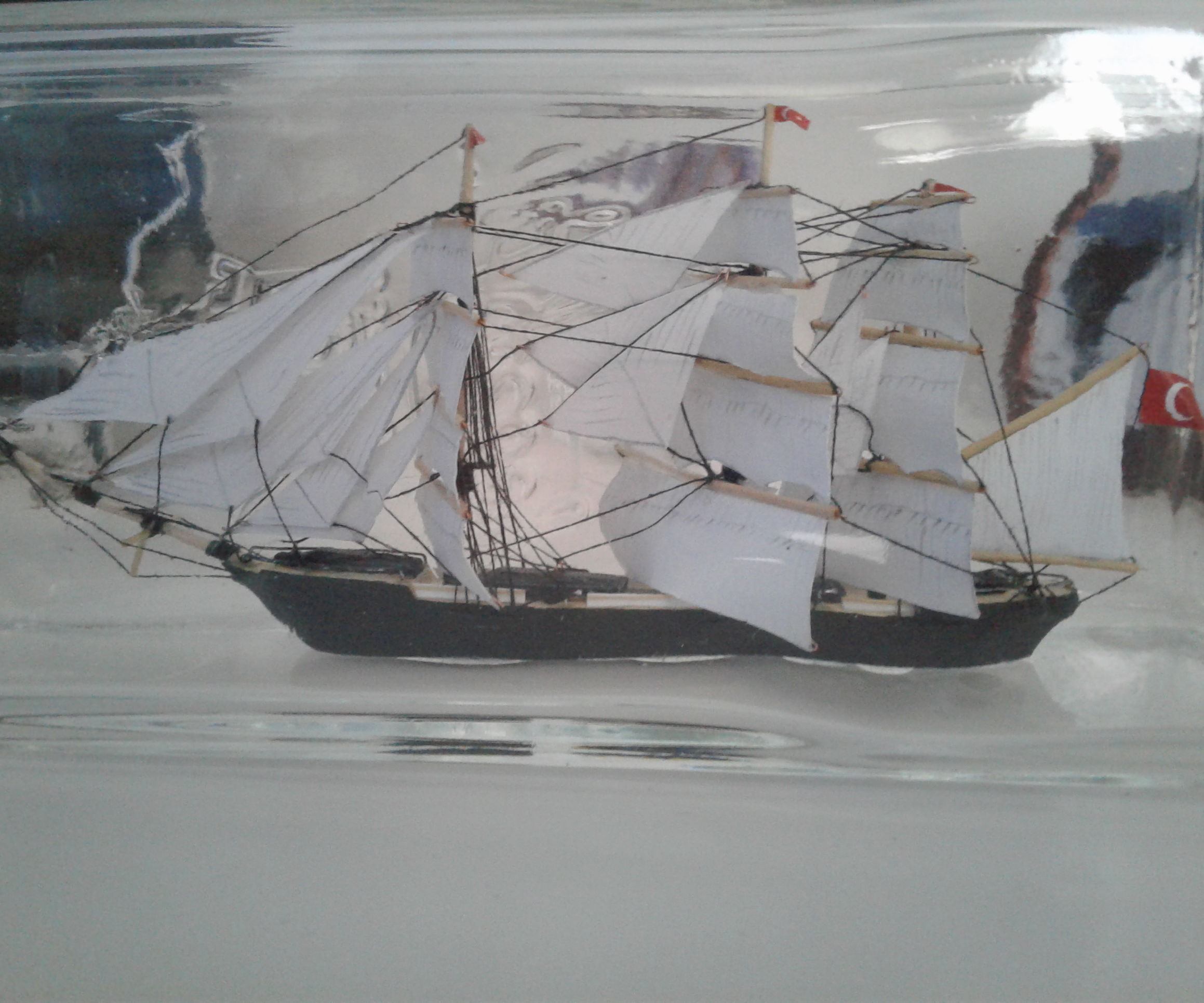 Ship in a Bottle. Full Rigged Ship