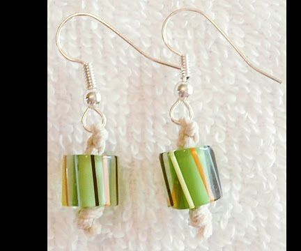 DIY How to Make Hemp Macrame Earrings with Green Beads