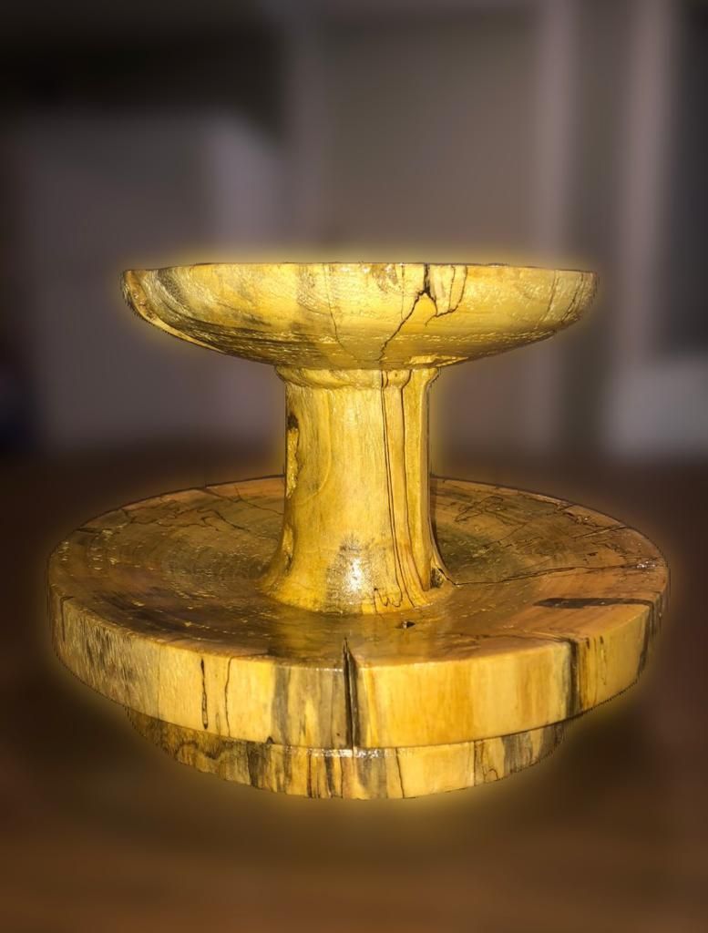 Wood Turned Tiered Platter From Reclaimed Rotten Log