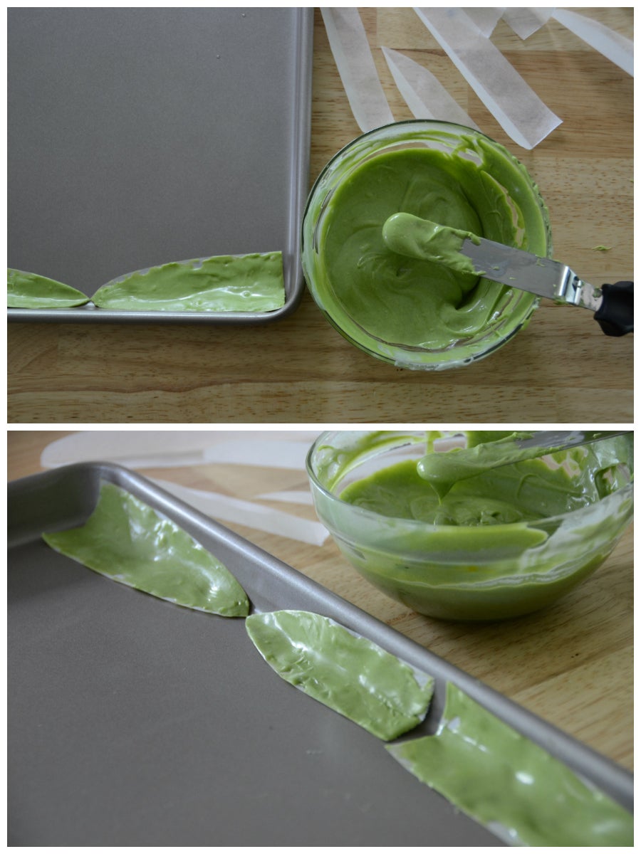 White Chocolate Into Green Leaves