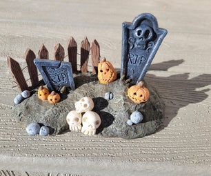 paper make rocket Small Clay Halloween Diorama Decoration