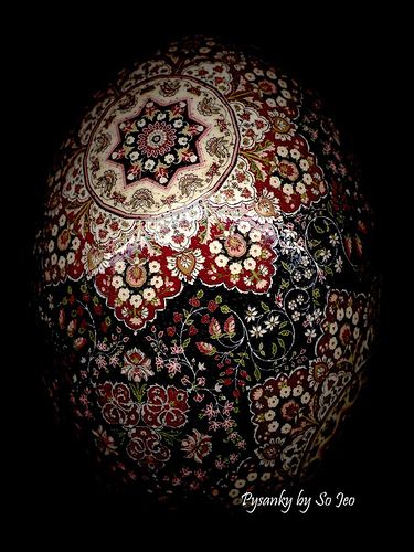 Kerman Stars Ostrich Pysanky Batik Easter Egg