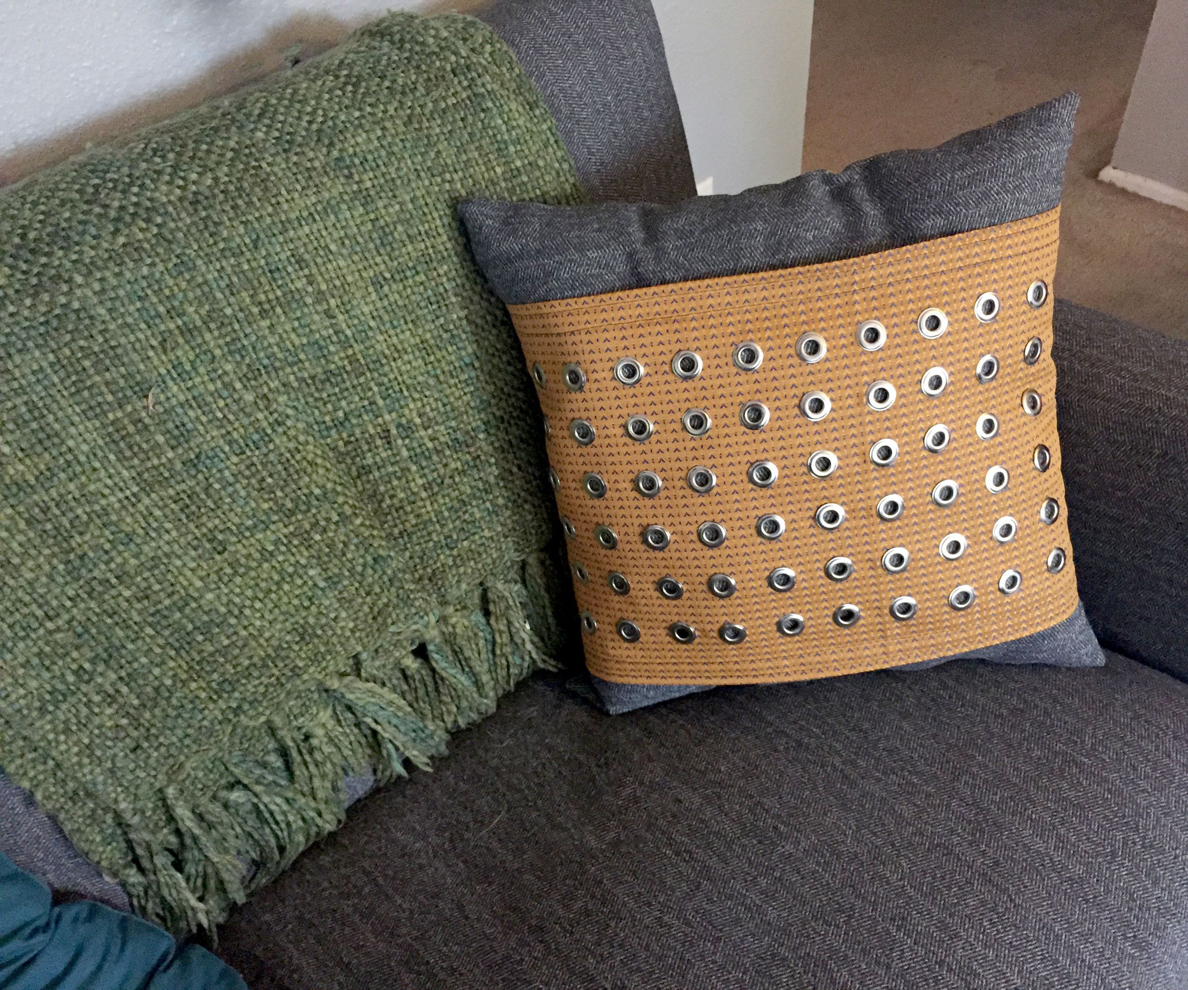 Grommet-Embellished Throw Pillow
