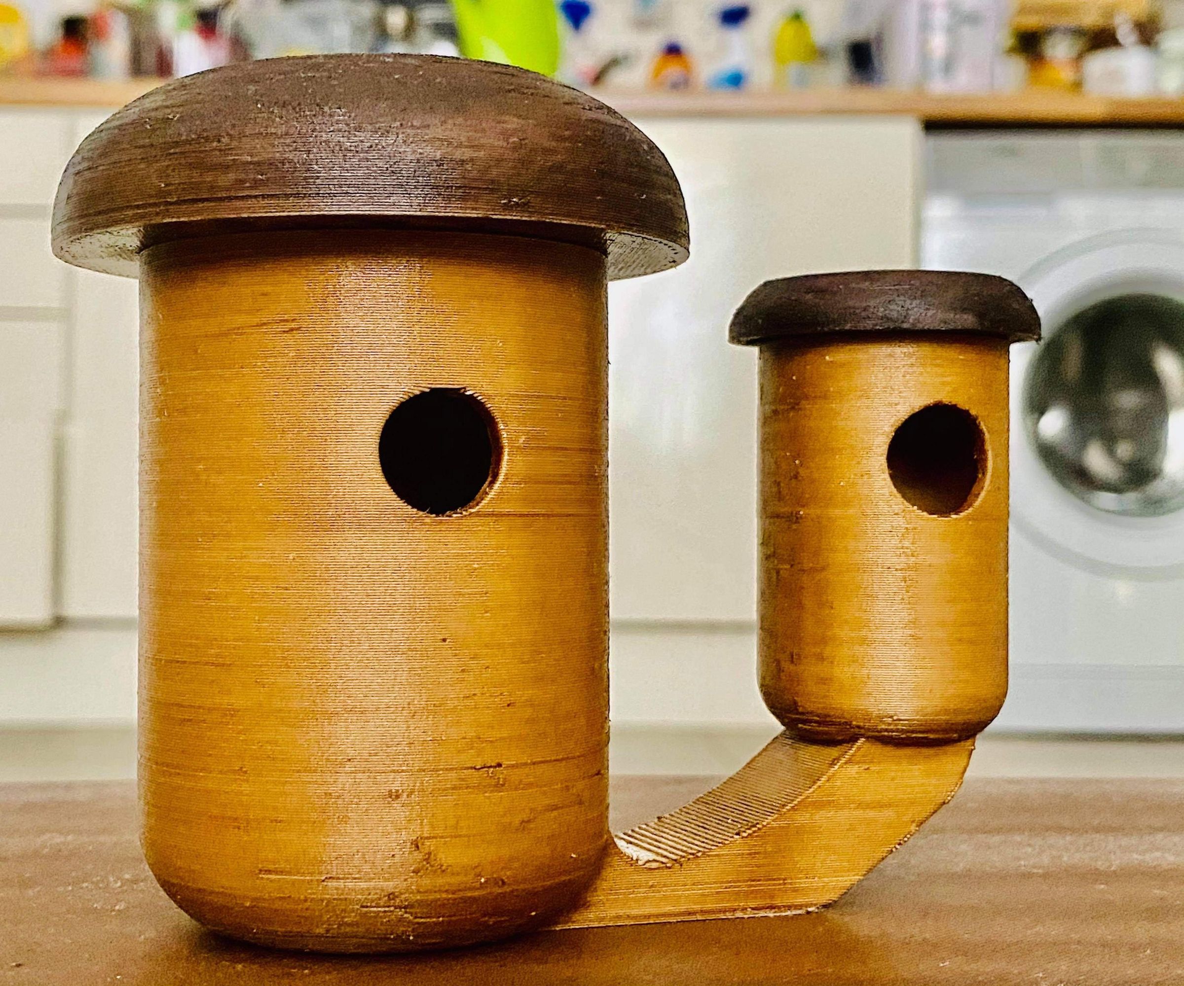 Mushrooms Duo - BirdHouse and Feeder (3D Printed)