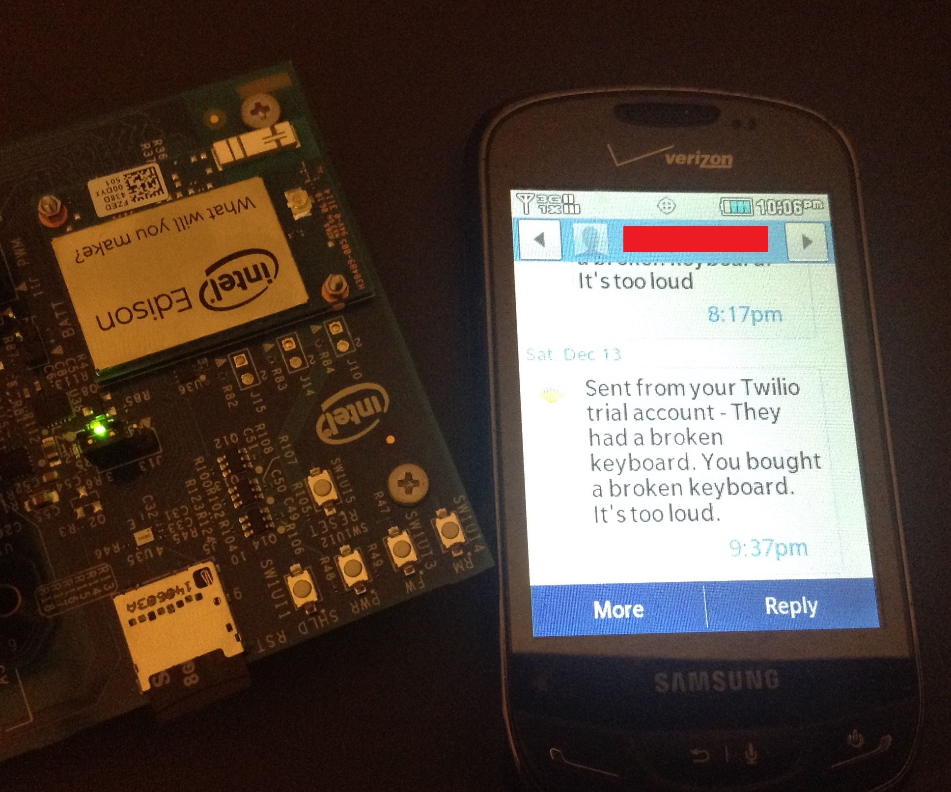 Send Texts With Intel Edison (Party Alarm)