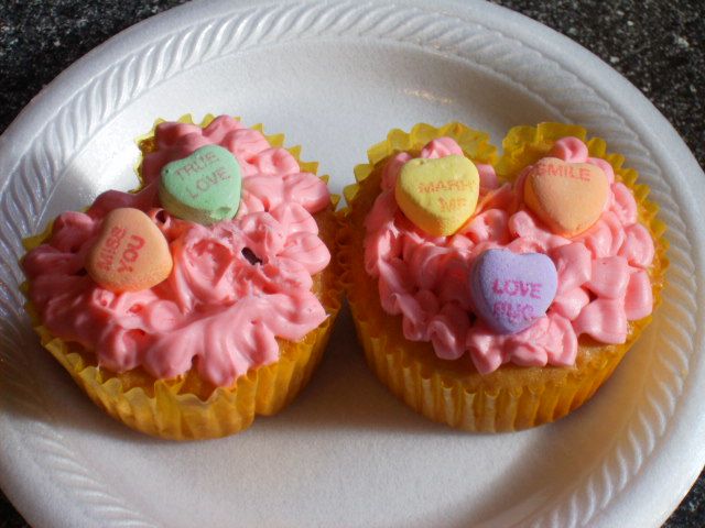 Valentine Heart Shape Cupcake With a Kiss