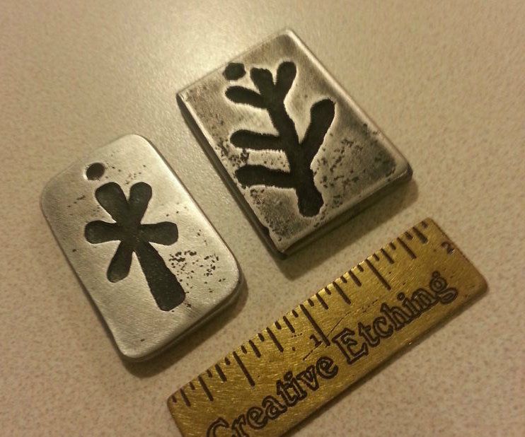 Simple Etched Aluminum Pendant