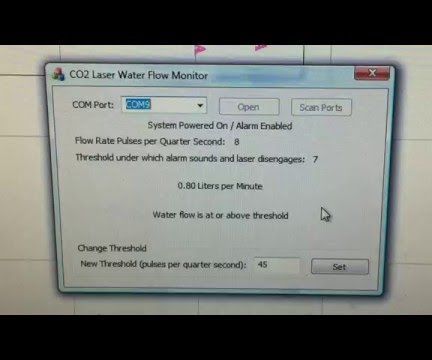 CO2 Laser Water Flow Monitor - Arduino Powered / Windows Controlled
