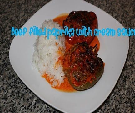 Beef Filled Paprika With Cream Sauce Recipe
