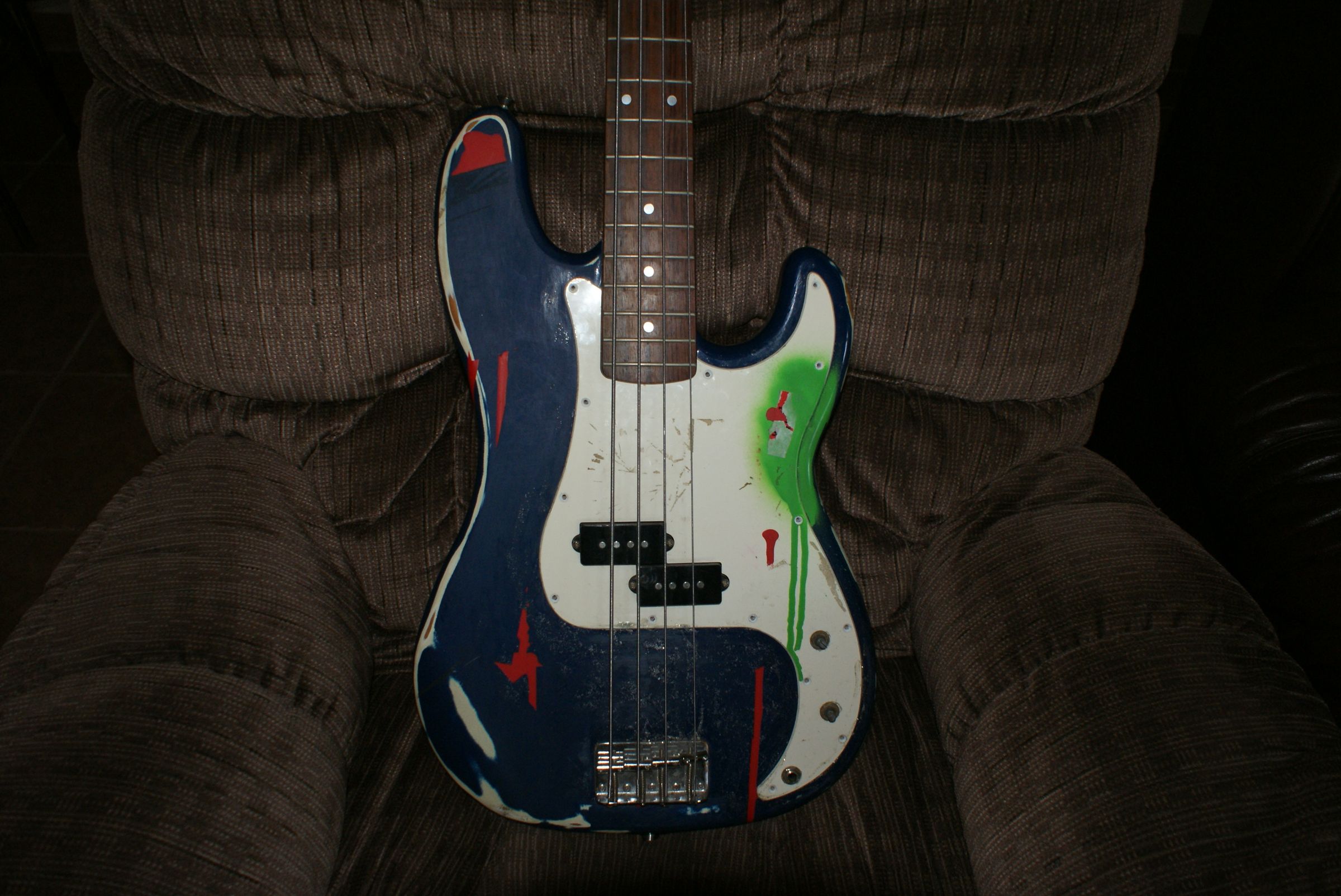 My Bass Guitar That I Stripped, Sanded, and Stained