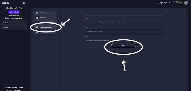 Setting Your Visualizer's Behavior