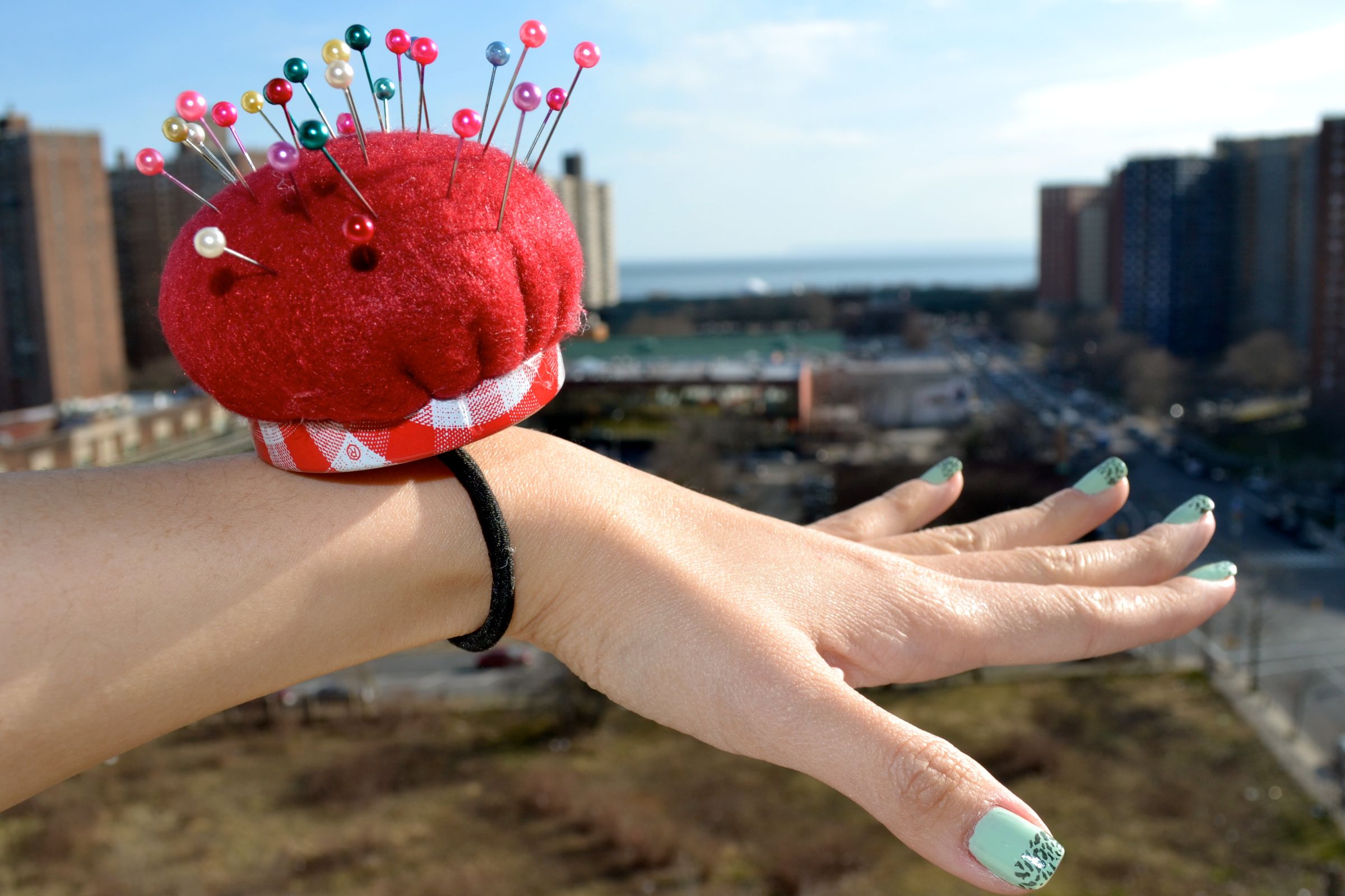 How to Make a Wrist Band Pin Cushion Using Recycled Materials