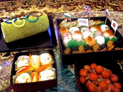 Olympic Cake: Green Tea Roll With Black Bean Cream
