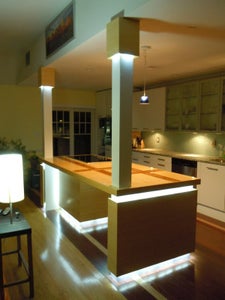 Custom Kitchen Island With LED Lighting