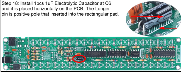 Install 1pcs 1uF Electrolytic Capacitor at C6