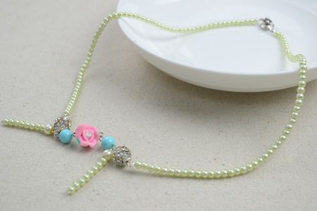 Mother S Day Jewelry- Ivory Pearls Necklace Adorned by Flower and Turquoise