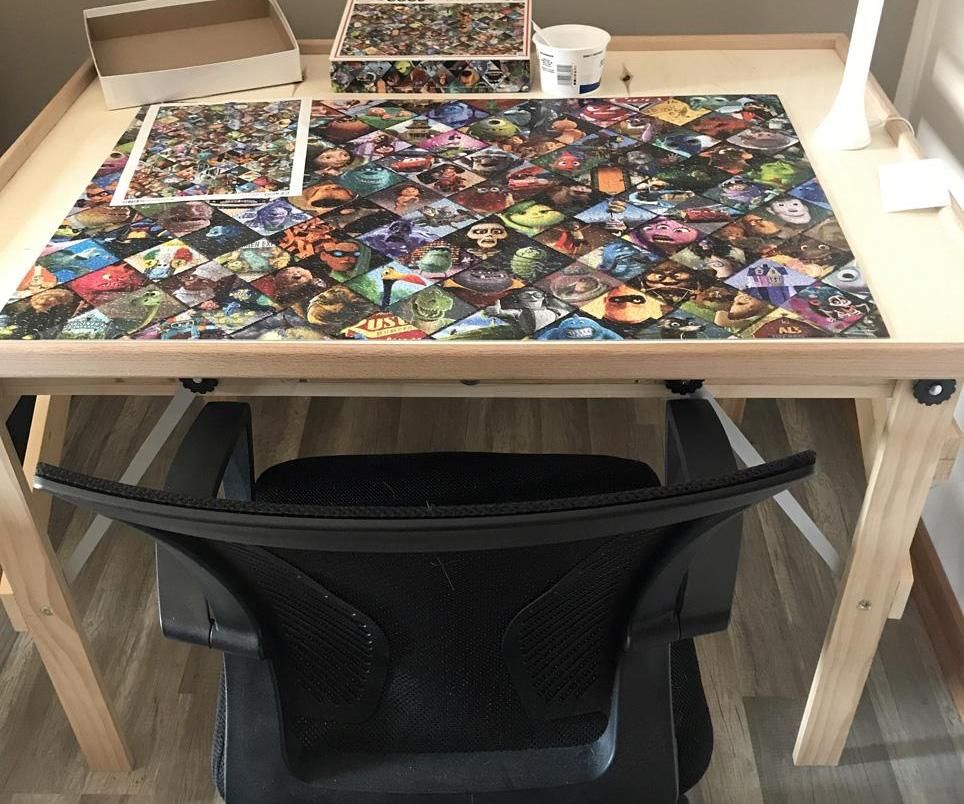 Large Puzzle Table With 6 Drawer Storage, Folding Legs