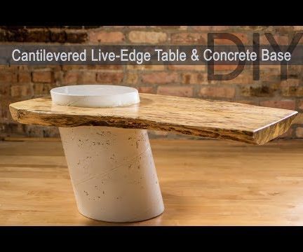 Cantilevered Live Edge Table With Concrete Post Base