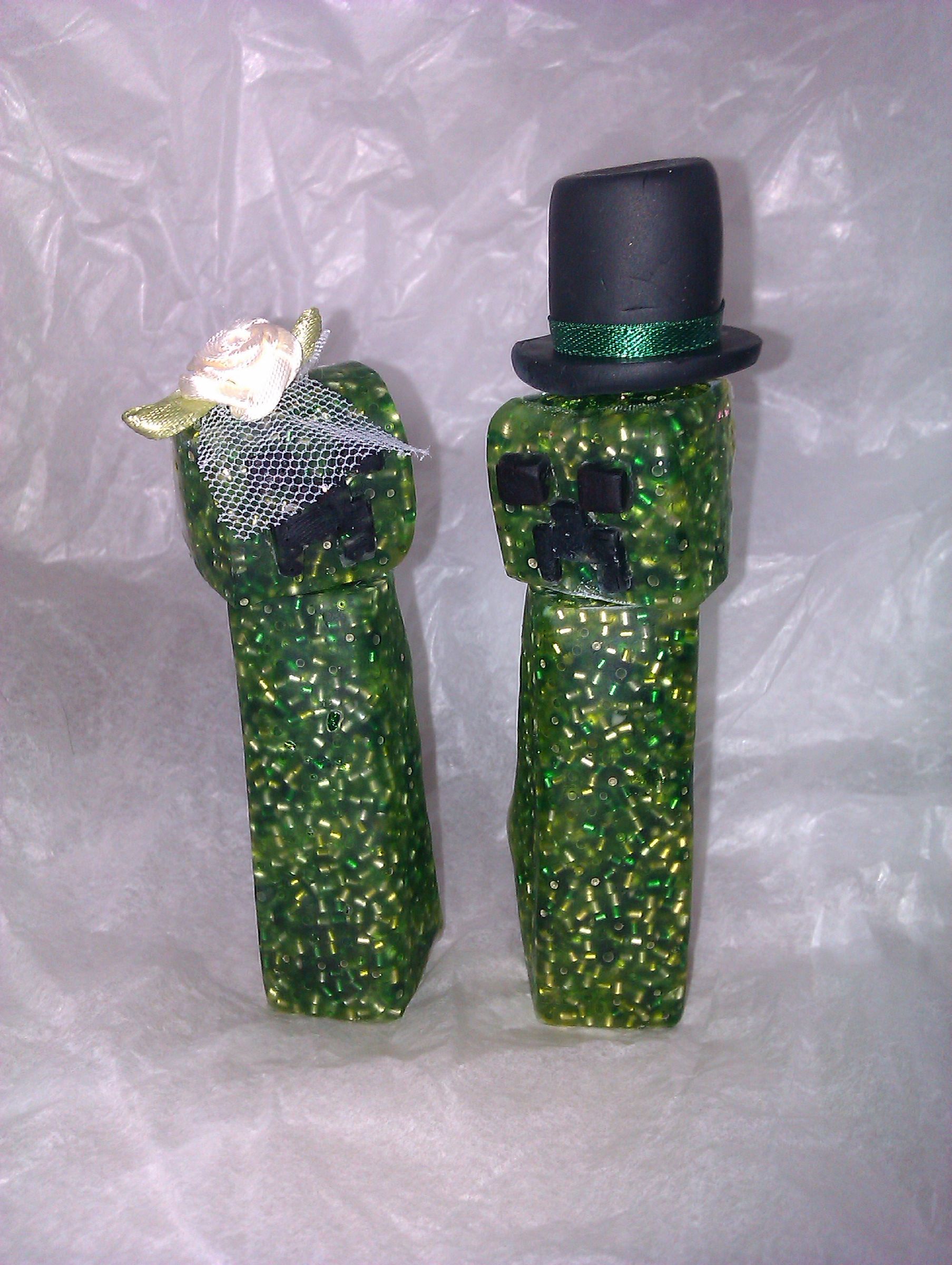 Minecraft Creeper Wedding Cake Toppers