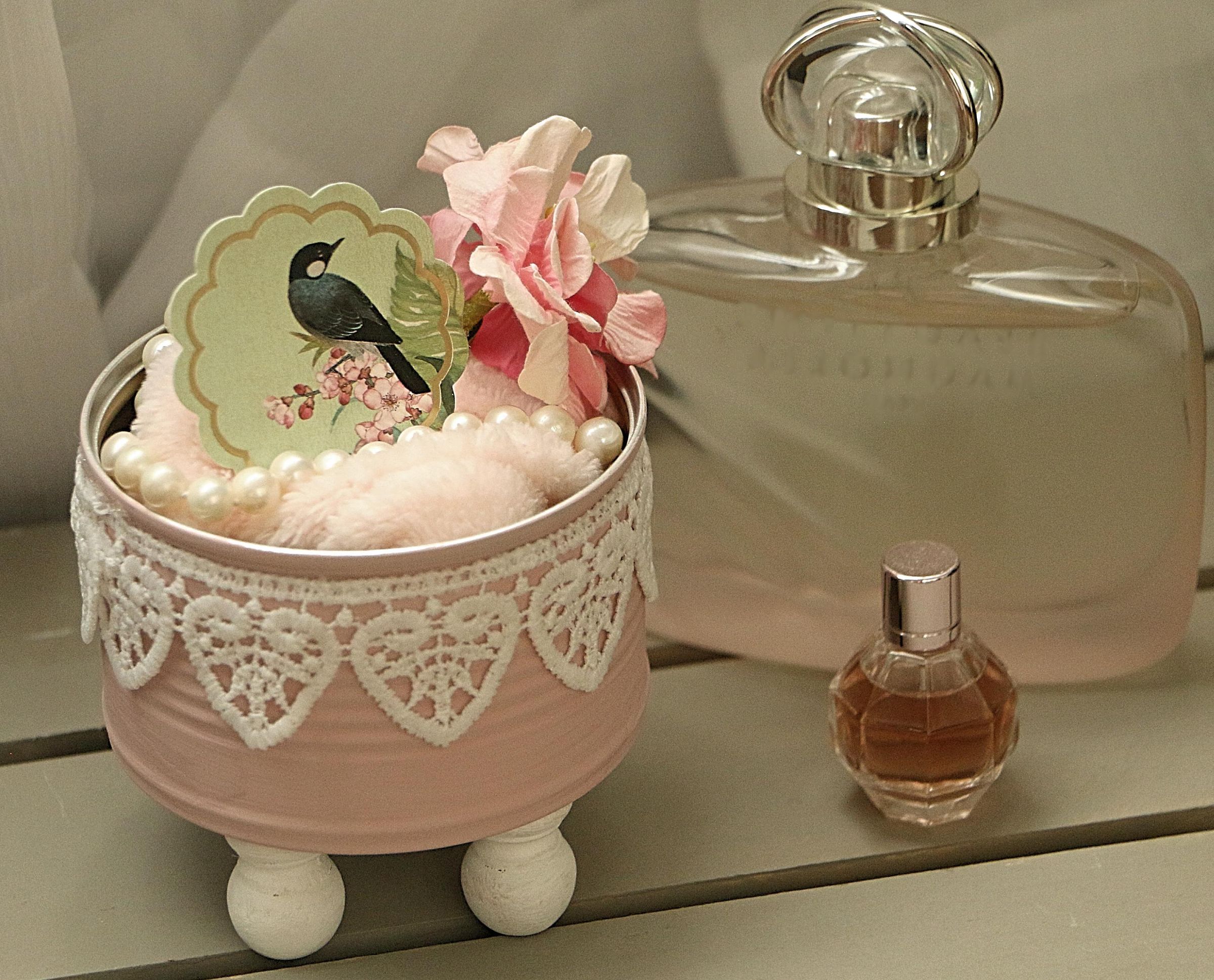 Transforming a Metal Can Into Shabby Chic Keepsake Decor