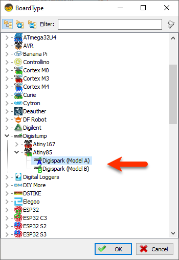 Start Visuino, and Select the Digispark Board Type
