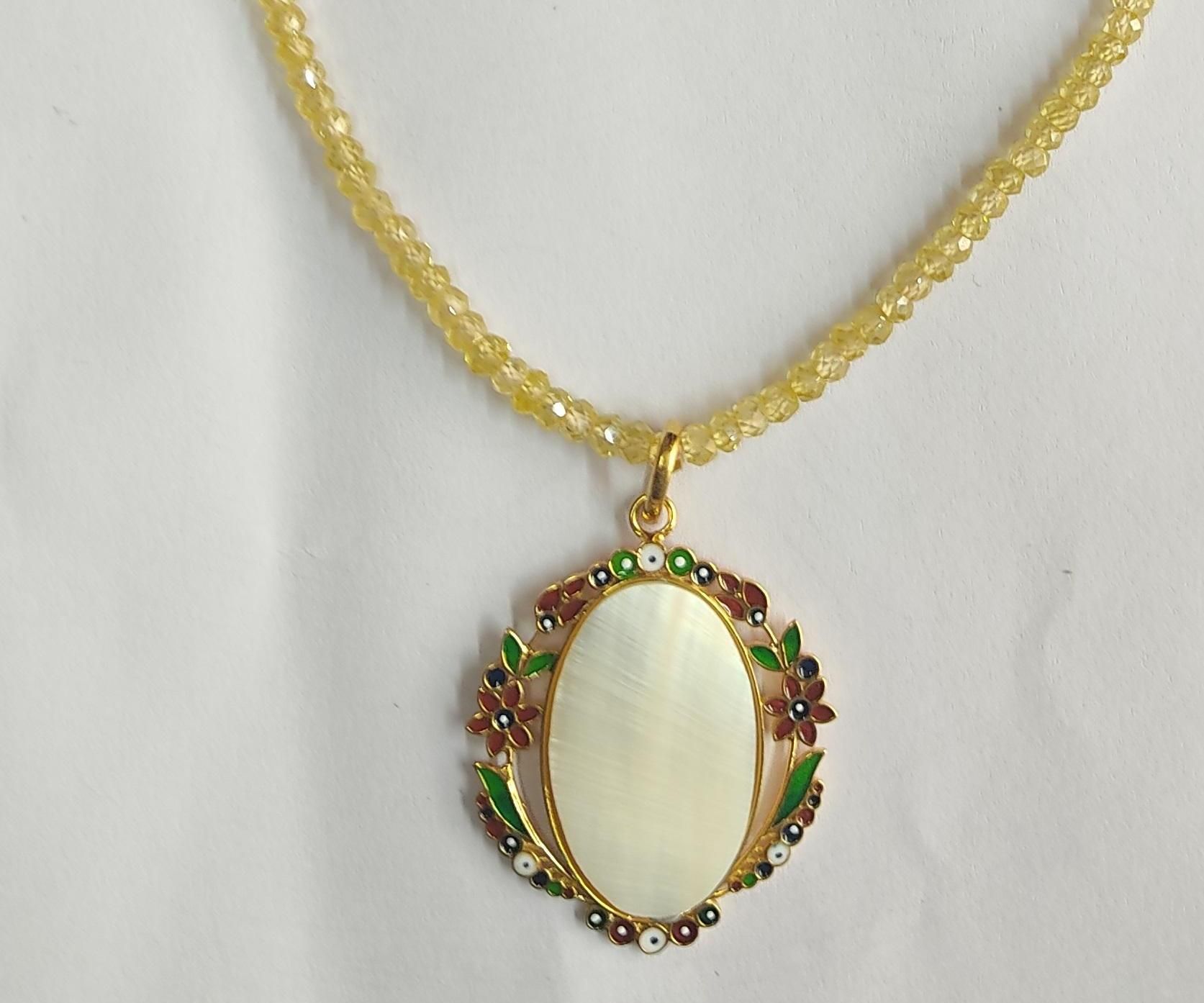 ELEGANT SILVER MINAKARI SHELL PENDANT