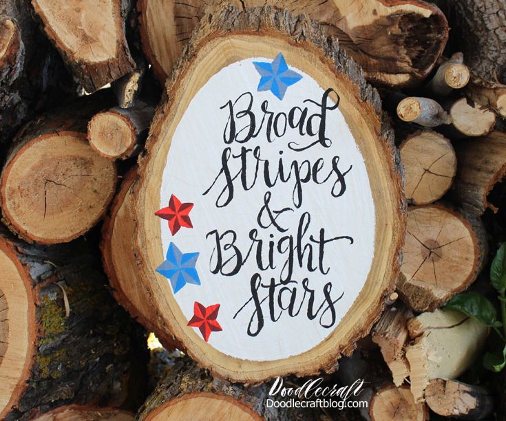 Stars and Stripes Patriotic Wood Slice!