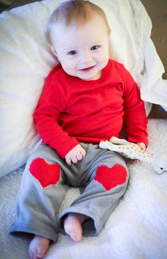 DIY HEART KNEE PATCH BABY PANTS