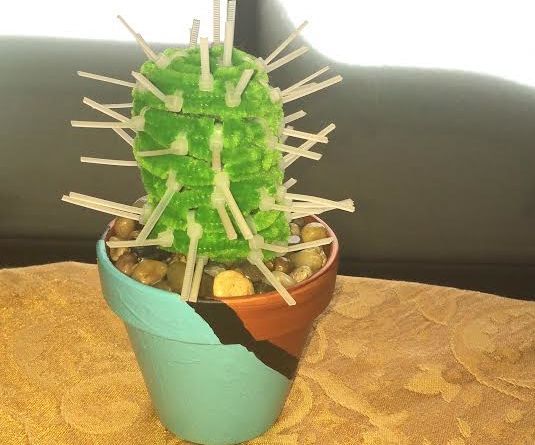 Faux Cactus W/ Zip Tie Thorns