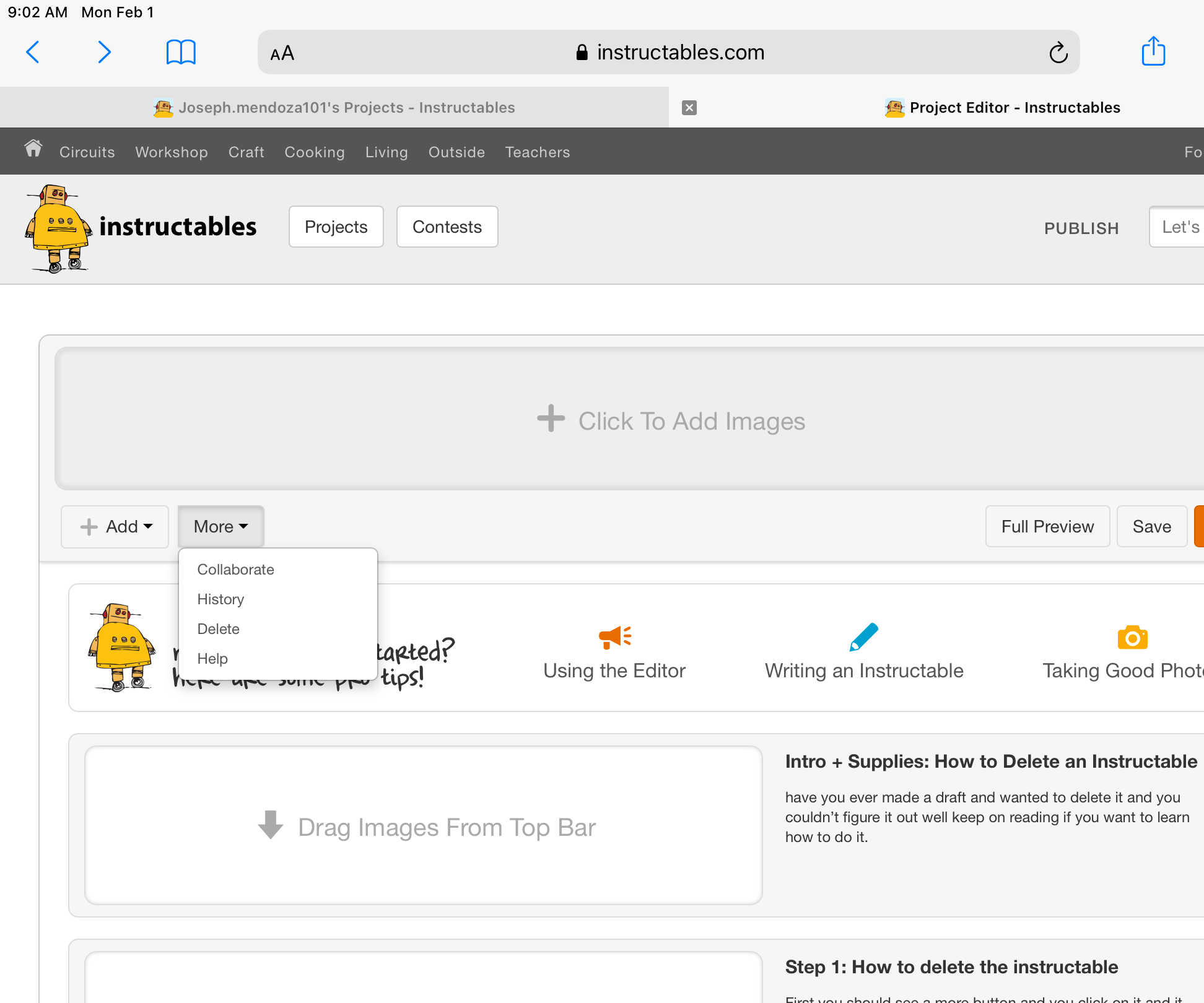 How to Delete an Instructable 