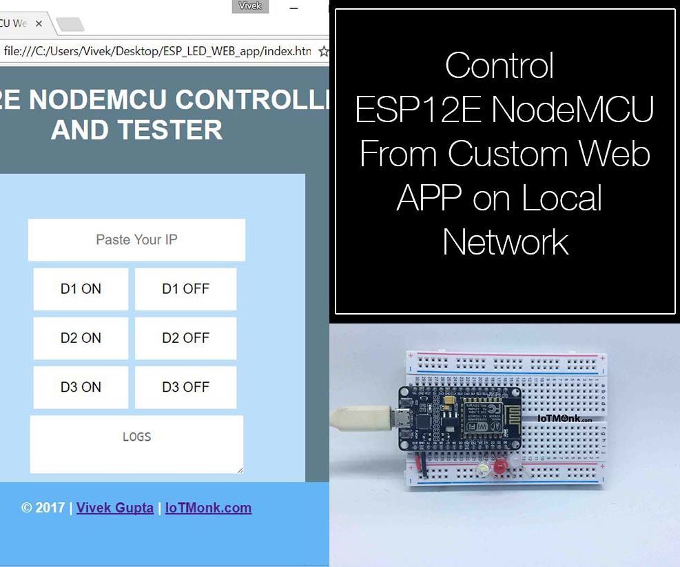CONTROLLING ESP12E NODEMCU WITH LED FROM WEBSITE (LOCAL NETWORK)