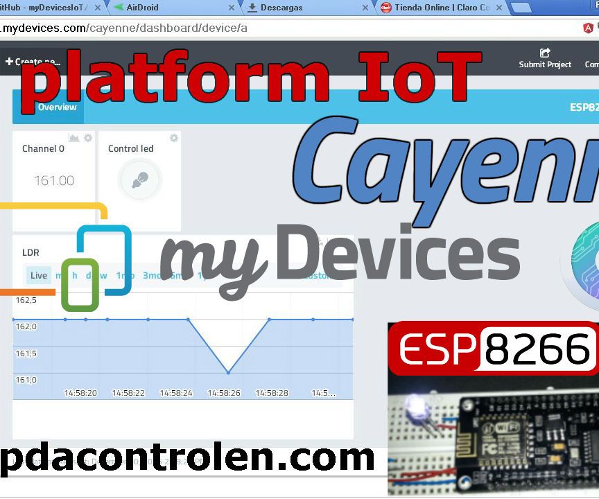 Platform IoT Cayenne Mydevices & ESP8266 12E NodeMCU
