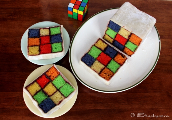 Rubik's Battenburg Cake
