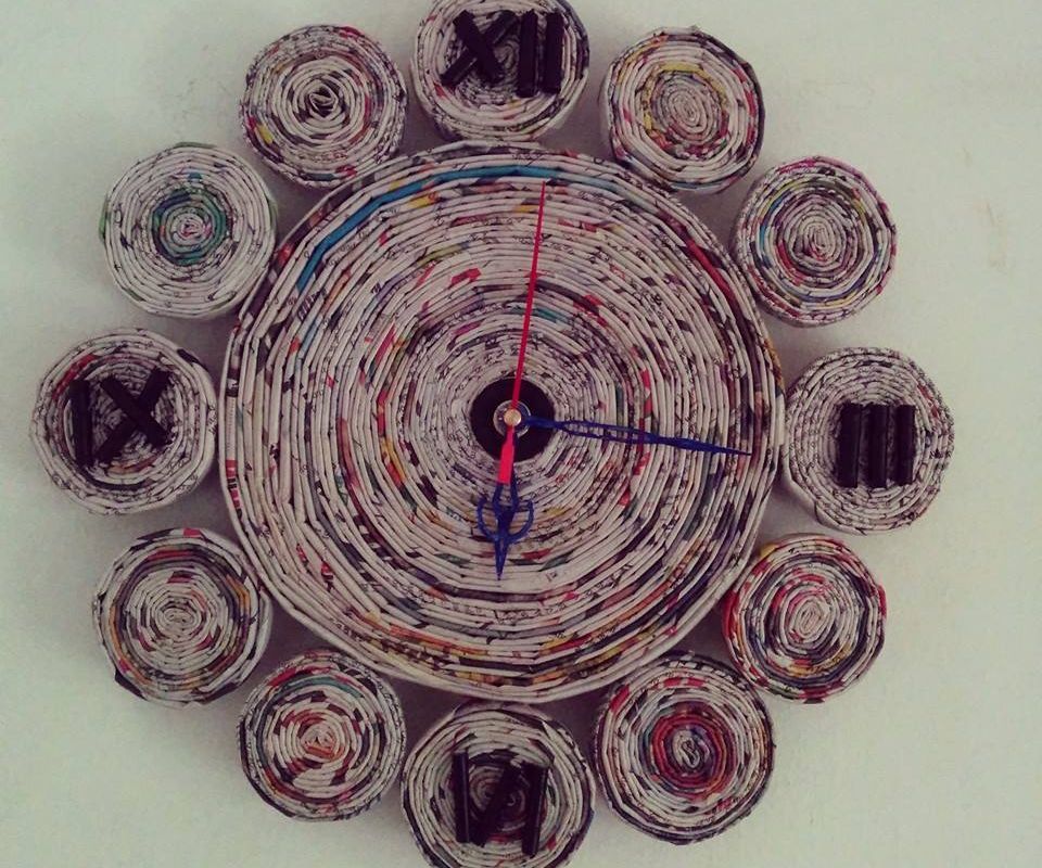 WallClock From Rolled Newspaper