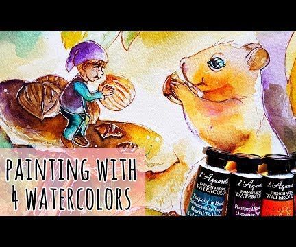 4 Watercolour Painting - Autumn Friends