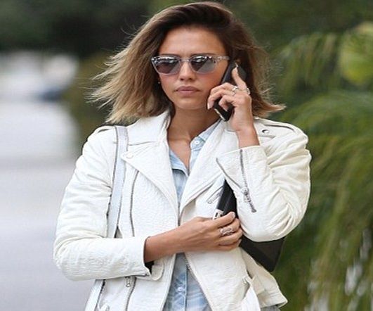 Jessica Alba Santa Monica Motor Bike Leather Jacket