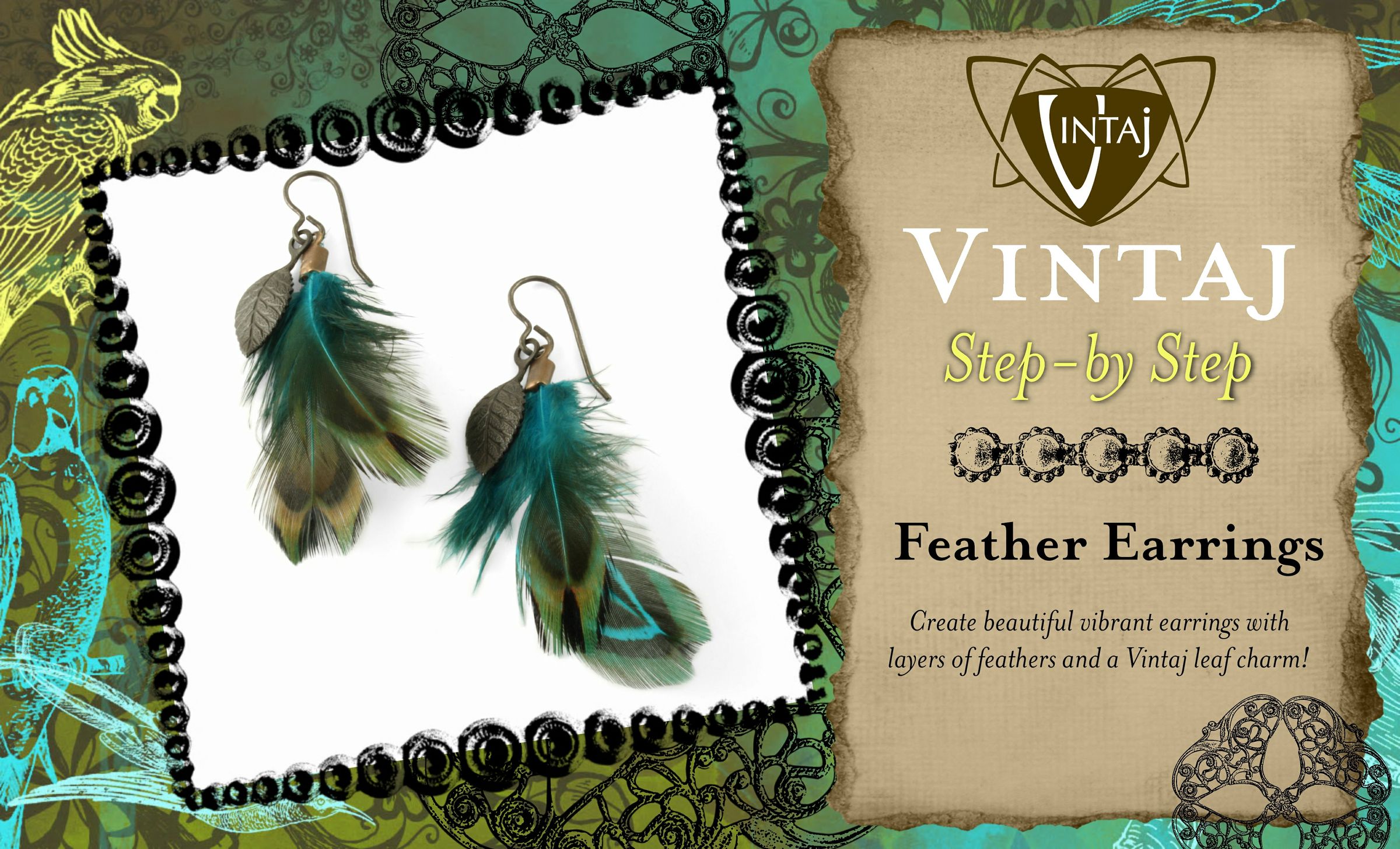 Feather Earrings With Vintaj Charms