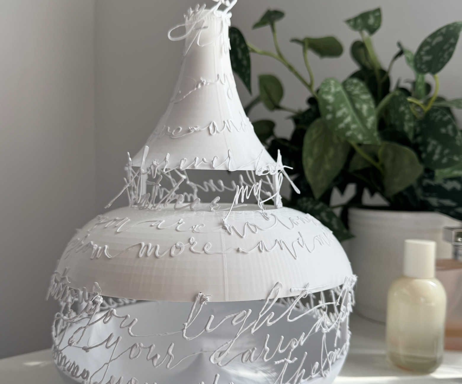 3D Printed Vase With 3D Pen Calligraphy