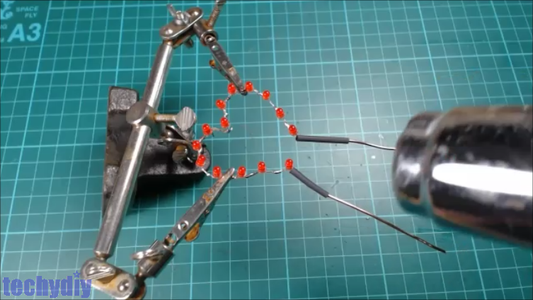Solder Stiff Supply Wires to the Led Heart