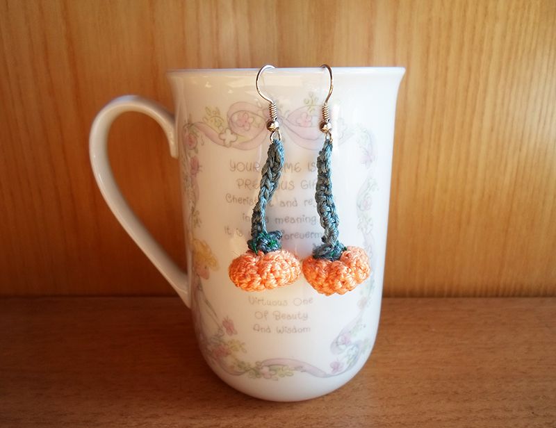 Crochet Pumpkin Earrings
