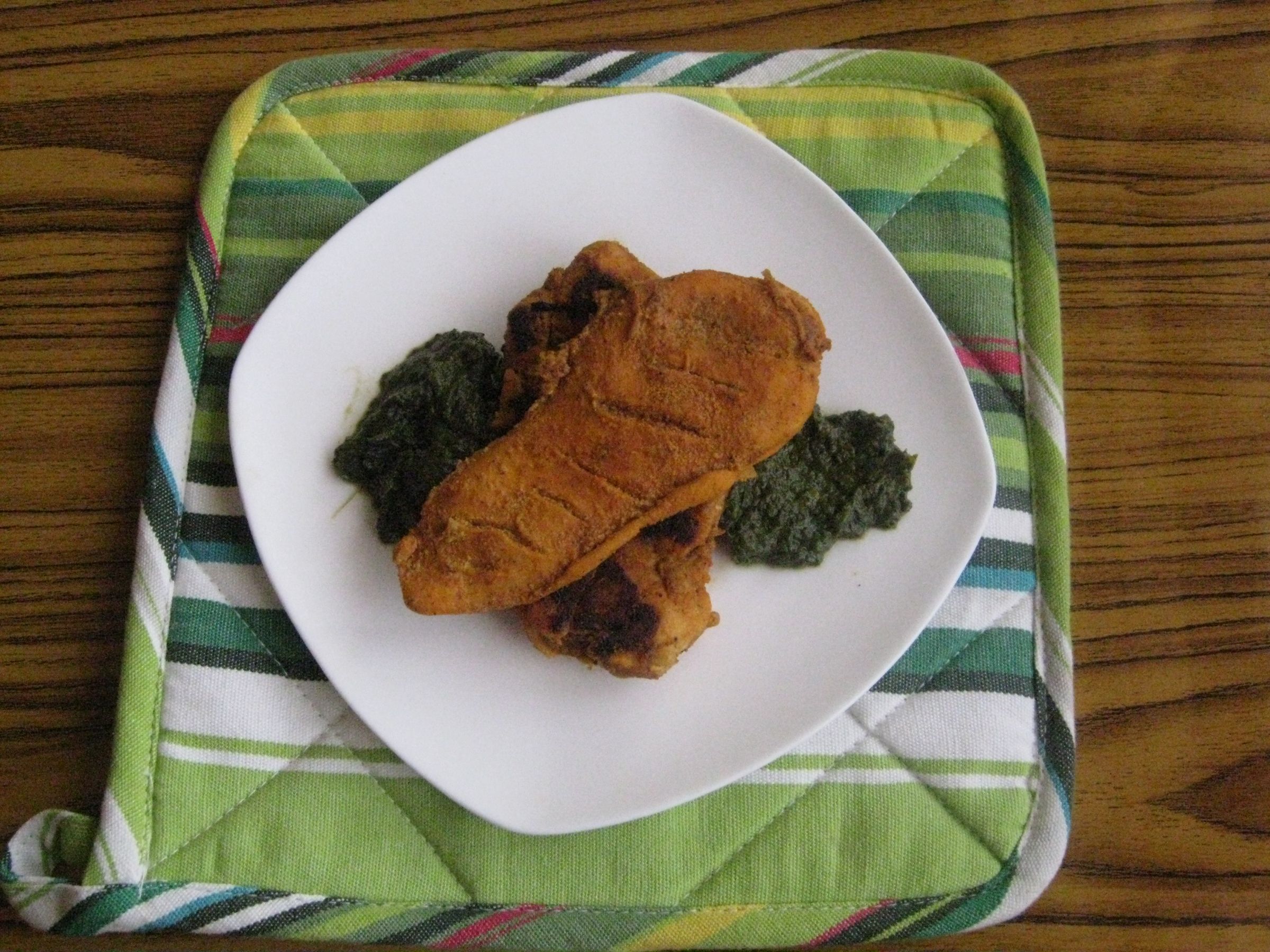 Steamed Chicken Steak With Spinach Sauce (Pakistani Innovation) 4