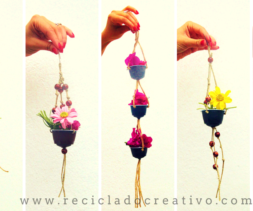 Mini Hanging Garden With Recycled Coffee Pods