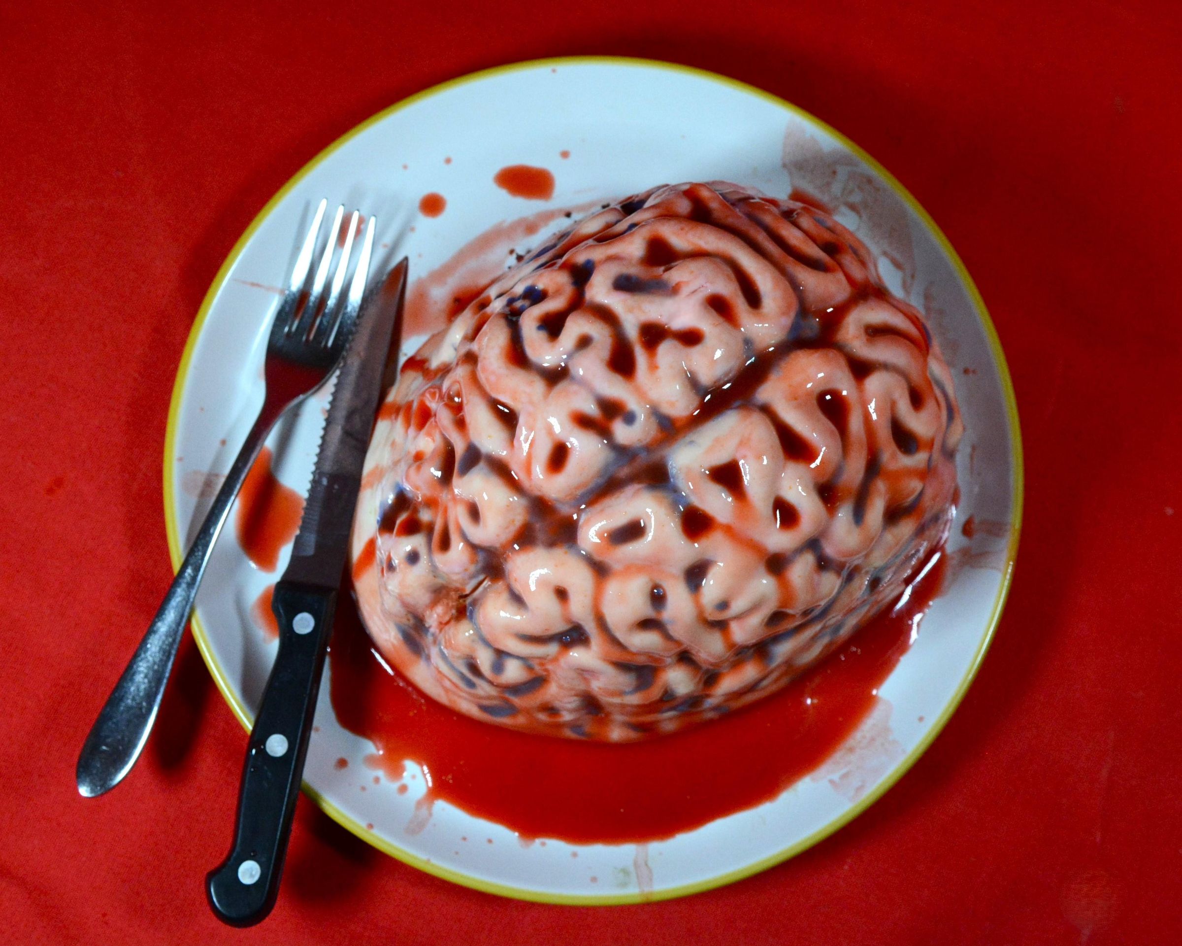 Bloody Brain Dessert Chocolate Cake With Squishy Milk Jello 9 Steps
