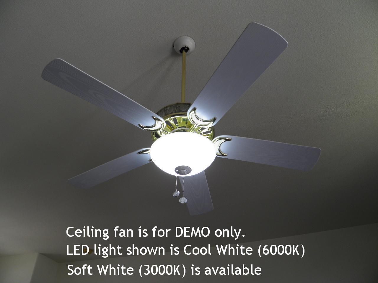 Converting Ceiling Fan Light to LED Light -- 2940 Lumens @ 11.5 Watts -- Cool White or Soft White. Available in 120Vac; 220-240Vac & 100Vac