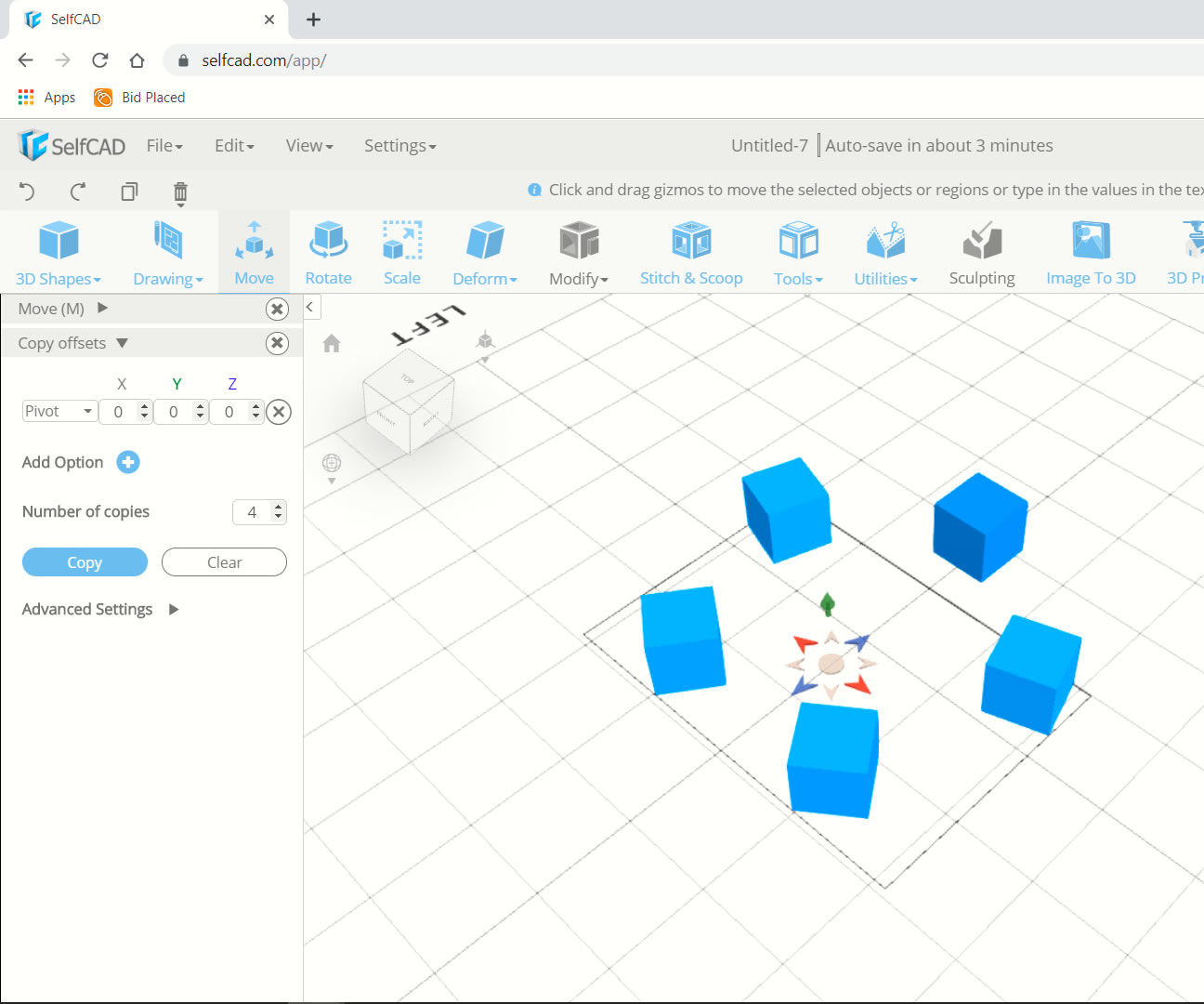 SelfCAD Polar Array With Pivot Copy Offset