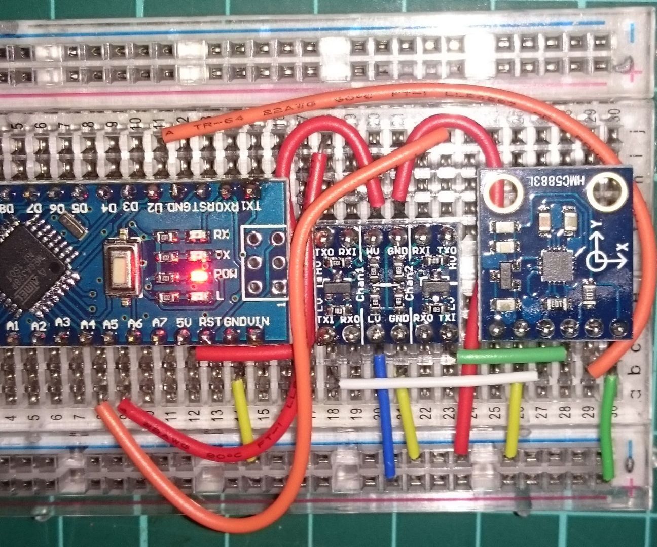 HMC5883L Magnetometer With Level Shifter on Arduino Nano