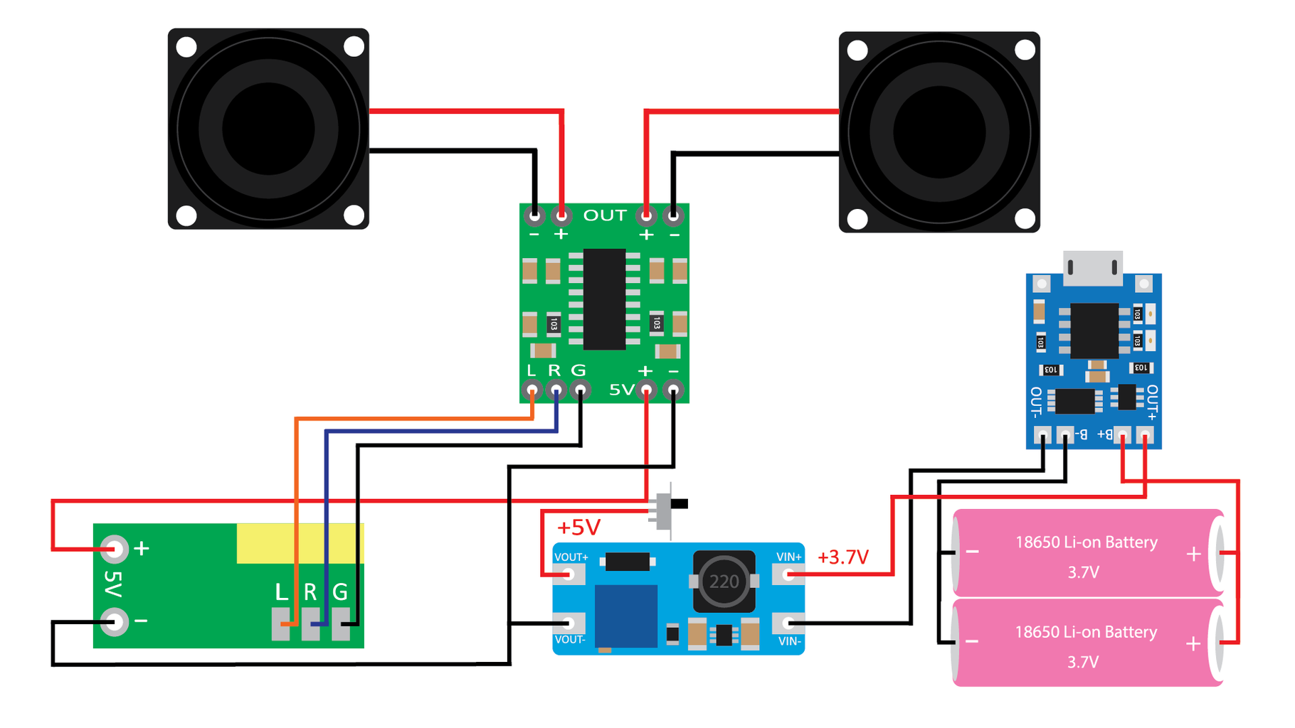 DIY Bluetooth Speaker (CubeBOX) : 11 Steps (with Pictures) Circuit Diagram
