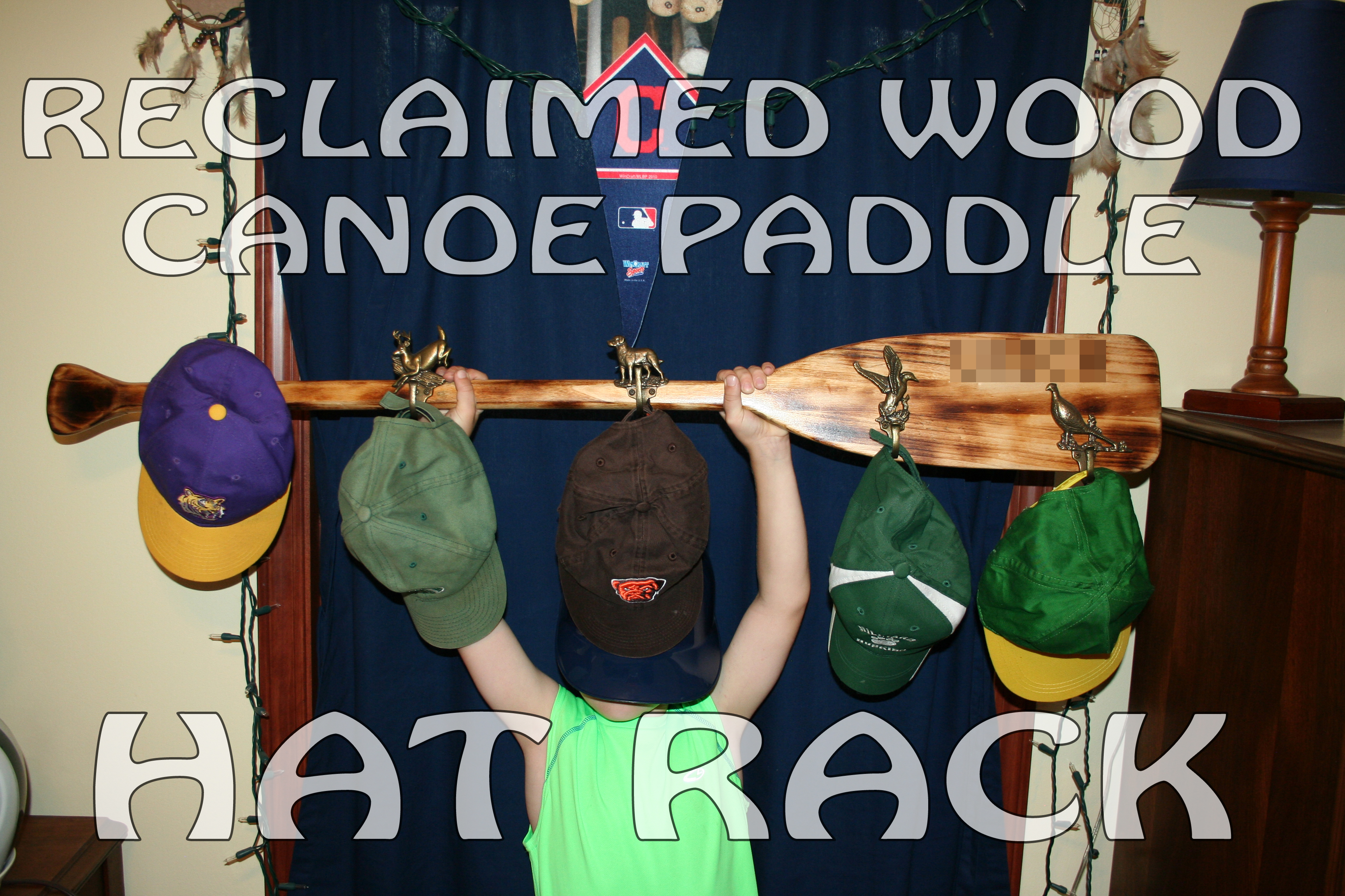 Reclaimed Wood Canoe Paddle Hat Rack - Image 1