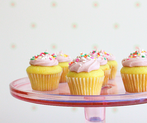 Mini Yellow Cupcakes With Jam Frosting