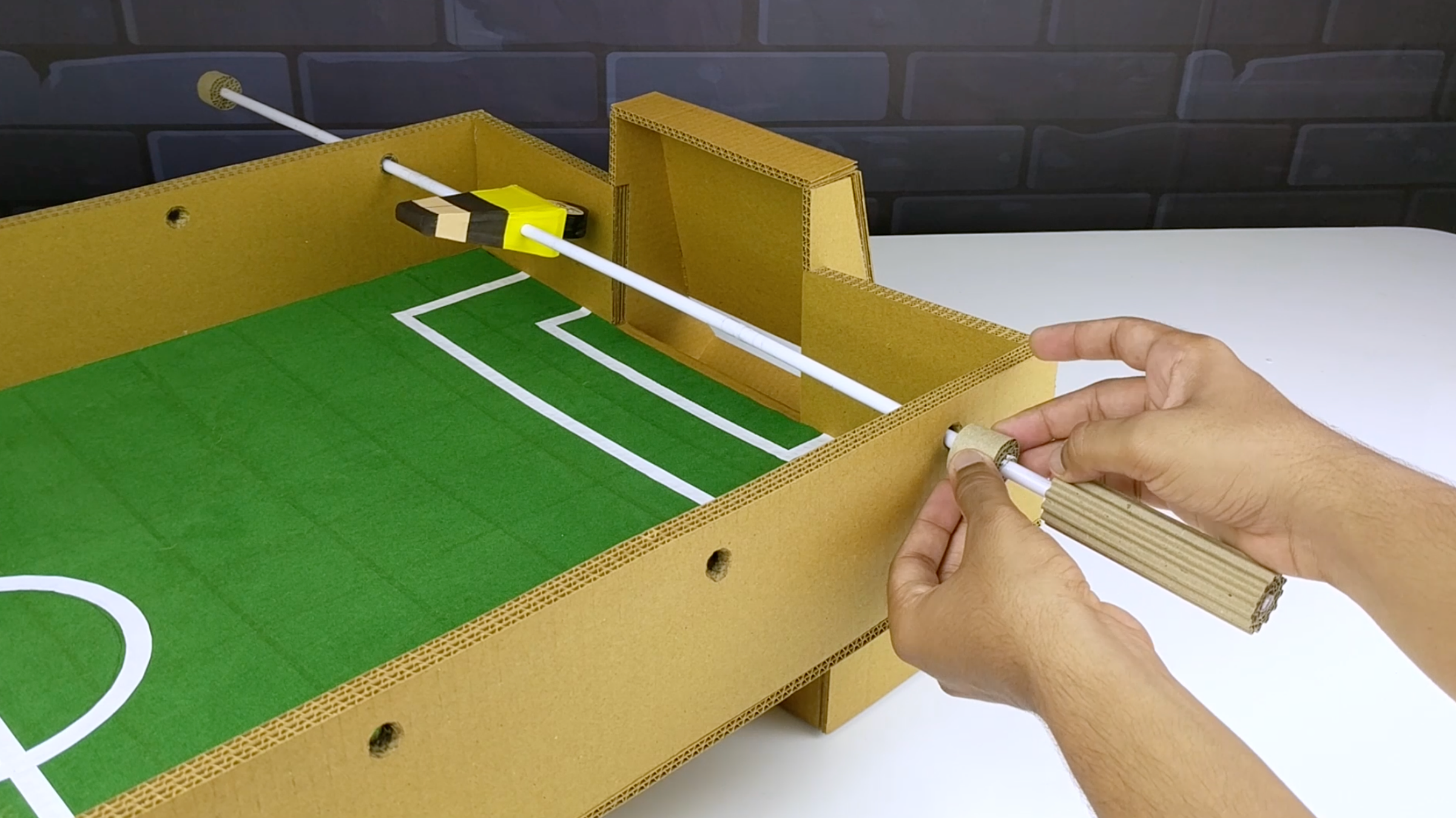 How to Make FOOSBALL Table Board Game From Cardboard DIY at HOME 16